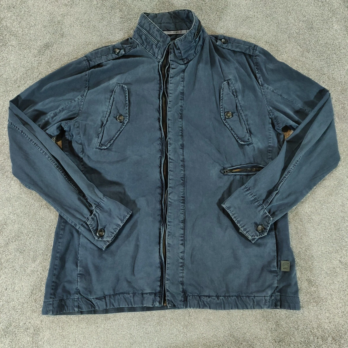 G Star Jacket Mens Size 2XL Blue Estes Overshirt Military Denim Army XXL Utility