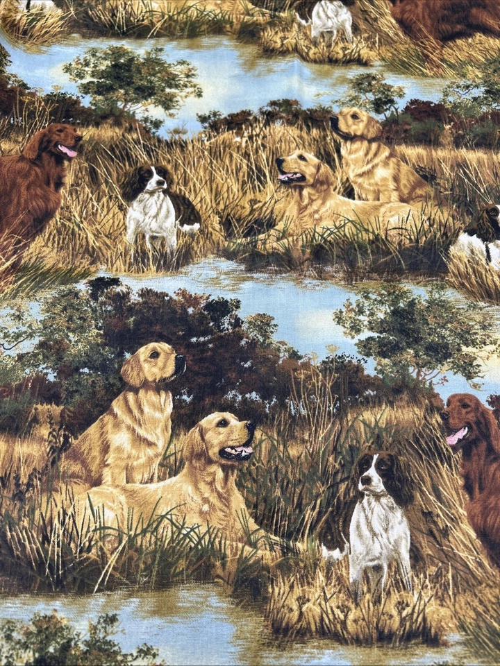 Robert May Cranston Fabric 1 1/2 Yds Panel Pillow Dog Golden Retriever Spaniel - Image 3 of 4