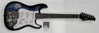 CROWN THE EMPIRE SIGNED SKULL ELECTRIC GUITAR ANDY LEO BRANDON HAYDEN 4x JSA COA