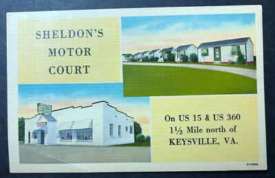 Sheldon's Motor Court north of Keysville Virginia printed linen