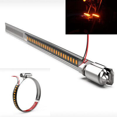 1Pair Motorcycle Dirt Bike Fork Amber LED Strips Lights Turn Signal  Waterproof