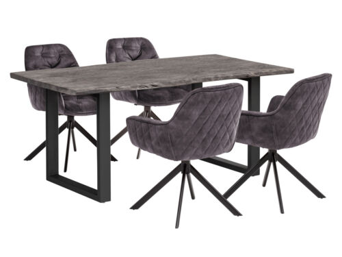 Drehstuhl Carlton 2er Set Esszimmer Stuhl Polster grau Metallfuß drehbar 360' - Bild 5 von 5