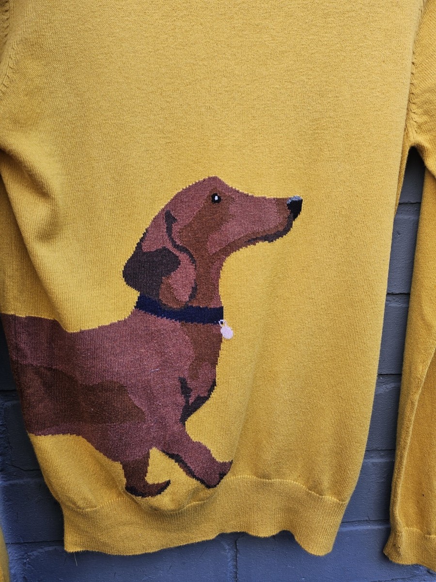 LADIES Joules Size UK Dachshund dog Mustard Mixed blend