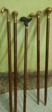 Lot of 5 Pcs Antique Brass Walking Stick Different Handle Wooden Cane Victorian