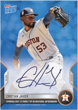 Topps NOW 2022 Card #408B Cristian Javier On-Card Auto 1/49