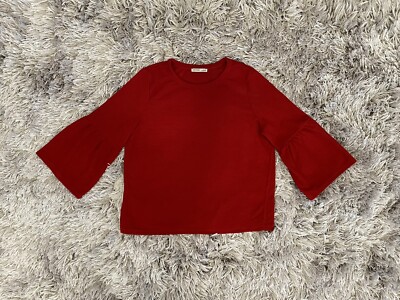 ZARA W/B Collection Red Bell Sleeve Top Size Large