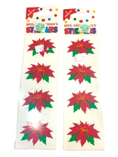 VTG NOS Mrs. Grossman’s Poinsettia Christmas Sticker Sheets Unopened 2 Packs