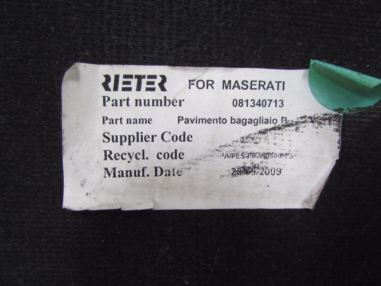 Maserati Granturismo, Spare Wheel Door Cover, Palomino, Used, P/N 68268886