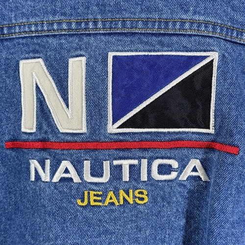 Vintage Nautica Jean Jacket Kids Large Youth Logo Patch Embroidered Denim 90s - Picture 5 of 9