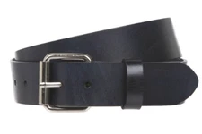 Black Leather Belt USA Made 1 1/2" Wide 4mm Thick Interchangeable Roller Buckle 