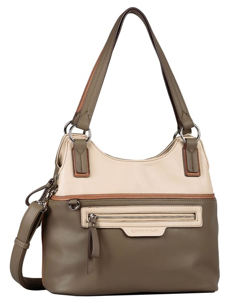 Tom Tailor Jule Zip Shopper L Schultertasche Tasche Mixed Taupe Creme Neu-image