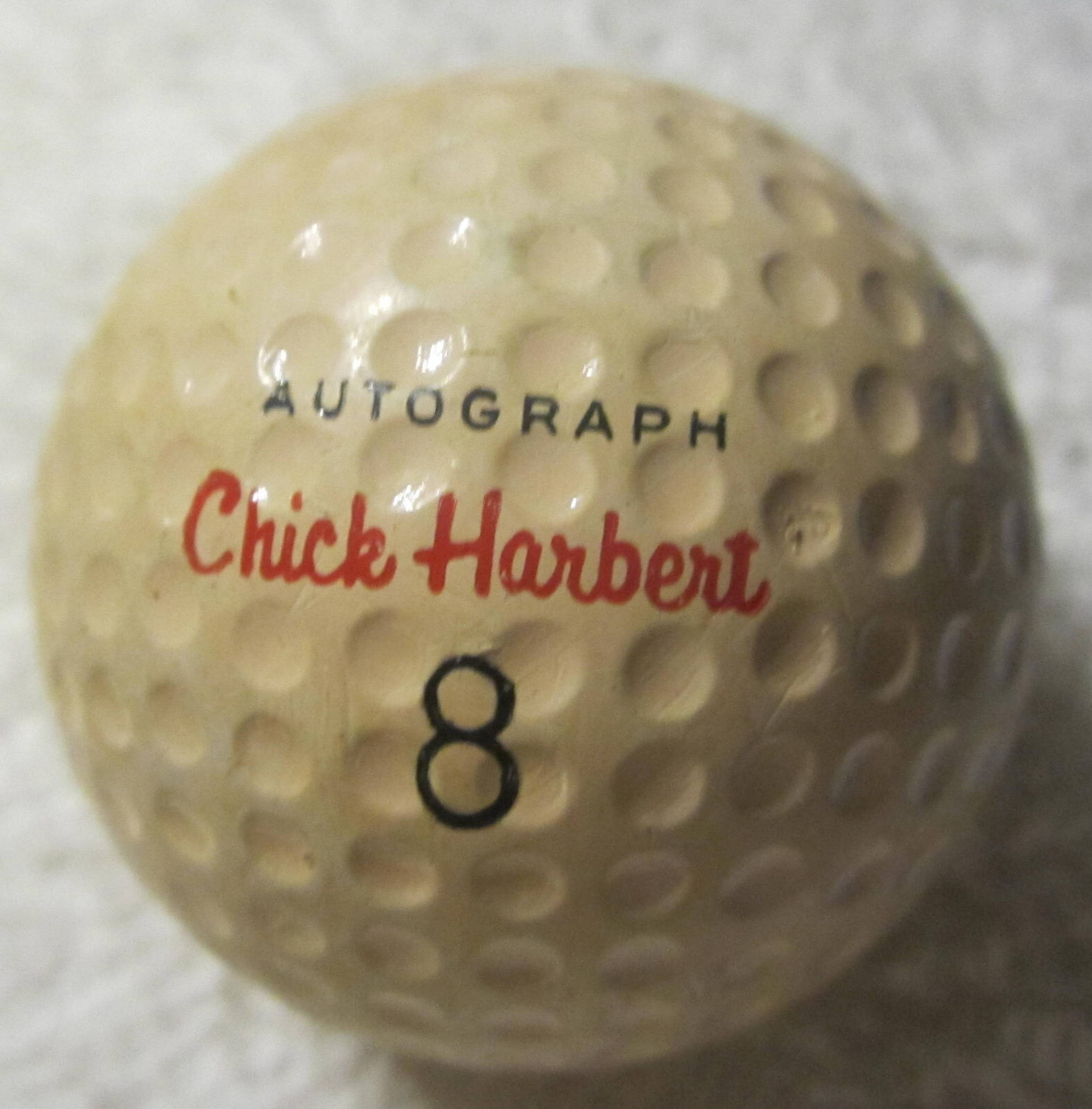 #8 rare CHICK HARBERT Autograph Signature Golf Ball Worthington Vulcanized VTG