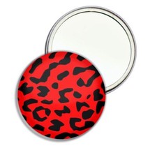 Red Leopard Print Round Mirror Pocket Compact (55mm or 77mm)
