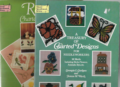 2 x Dover Handarbeit gechart Kreuzstich Designs Hefte Rosen Handarbeit