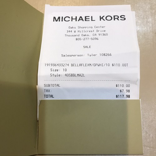 Michael Kors Bella Flex MID Leather Sandal, Optic White, Sz:10, Reg $110 - Picture 6 of 7