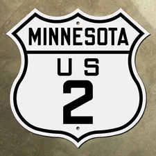 Minnesota US route 2 highway marker road sign Duluth Bemidji 1926