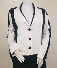 NWT Chico's Womens Size 1 Ivory White Black Color Block Sport Coat Blazer