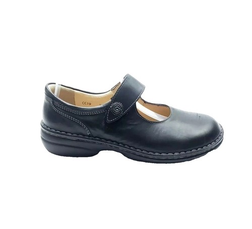 FIN -NOR7.5フィンノール NEW FINN COMFORT WOMENS SALO BLACK LEATHER MARY JANE SHOE STRAP