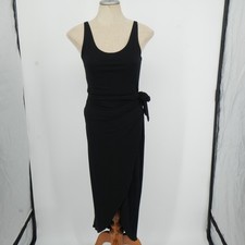 Reformation Jeans Maxi Dress Womens Small Black Wrap Side Tie Sleeveless Scoop