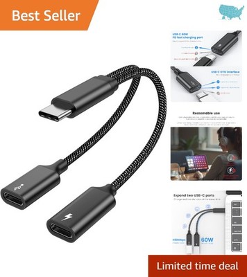 2-in-1 USB-C Splitter for Fast Charging & Data Transfer - Perfect for Gamers