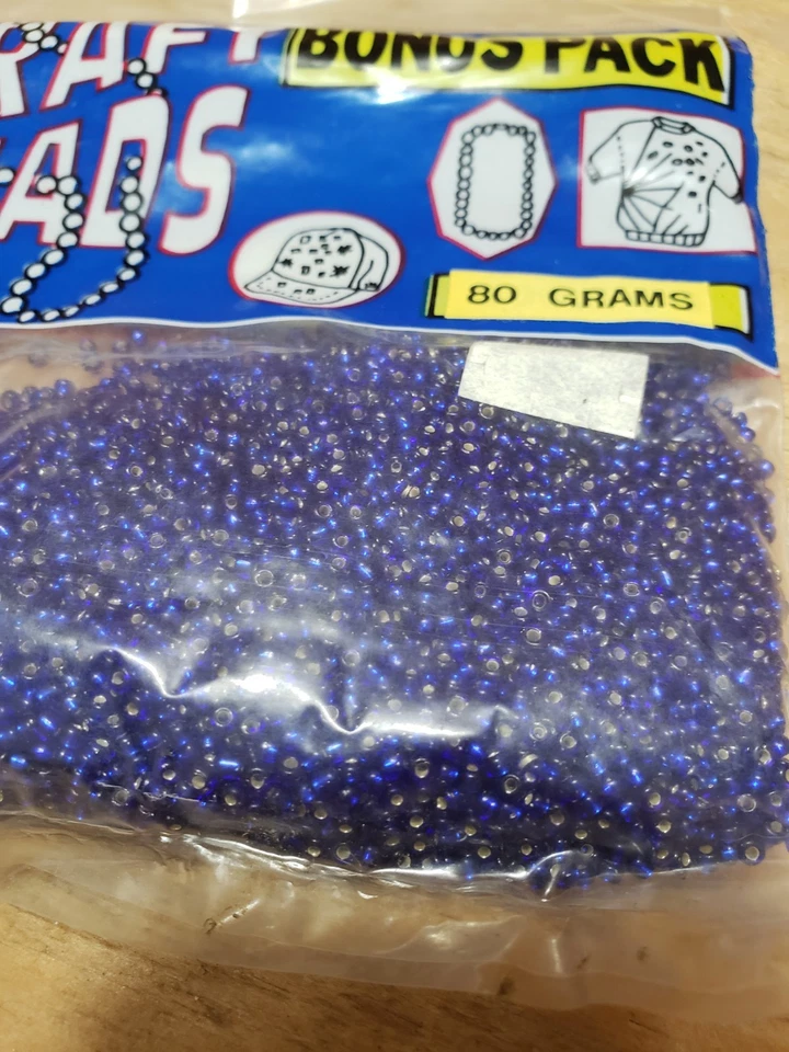 bolsas vintage de cuentas de semillas artesanales azules brillantes 80 gramos sin abrir nuevas Foto 2 de 3