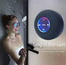 Waterproof Bluetooth Shower Speaker Portable IPX4 LED Light Suction Cup Speaker