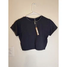Skims Washed Jersey Cropped T-Shirt Size L/XL Ash NWT