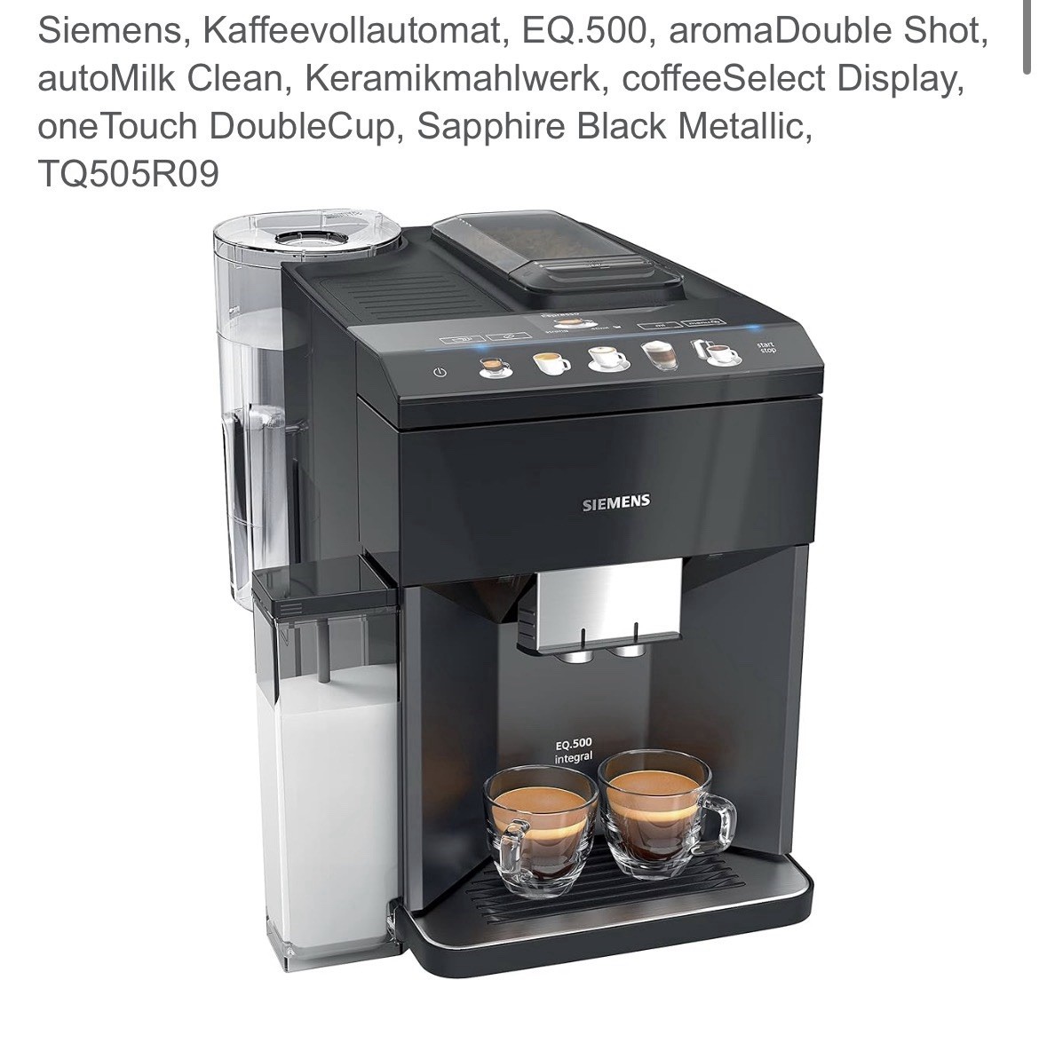 Siemens EQ 500 Integral Kaffeevollautomaten Schwarz