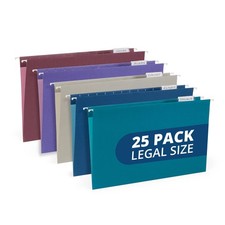 25 Colored Hanging File Folders Legal Size, 9.5" x 14.75", Legal Size Hanging...