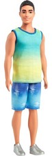 Barbie Fashionistas Ken Doll #236 Blue Green Ombre Tank Jean Shorts