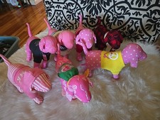 Lot of 7 Victoria Secret PINK Mini Dog Plush Gold Blue Pink Love Polka Dots