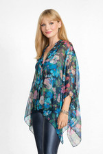 Johnny Was Katia Silk Chiffon 2pc Blouse Set Womens S/M Floral Boho NWT Kimono