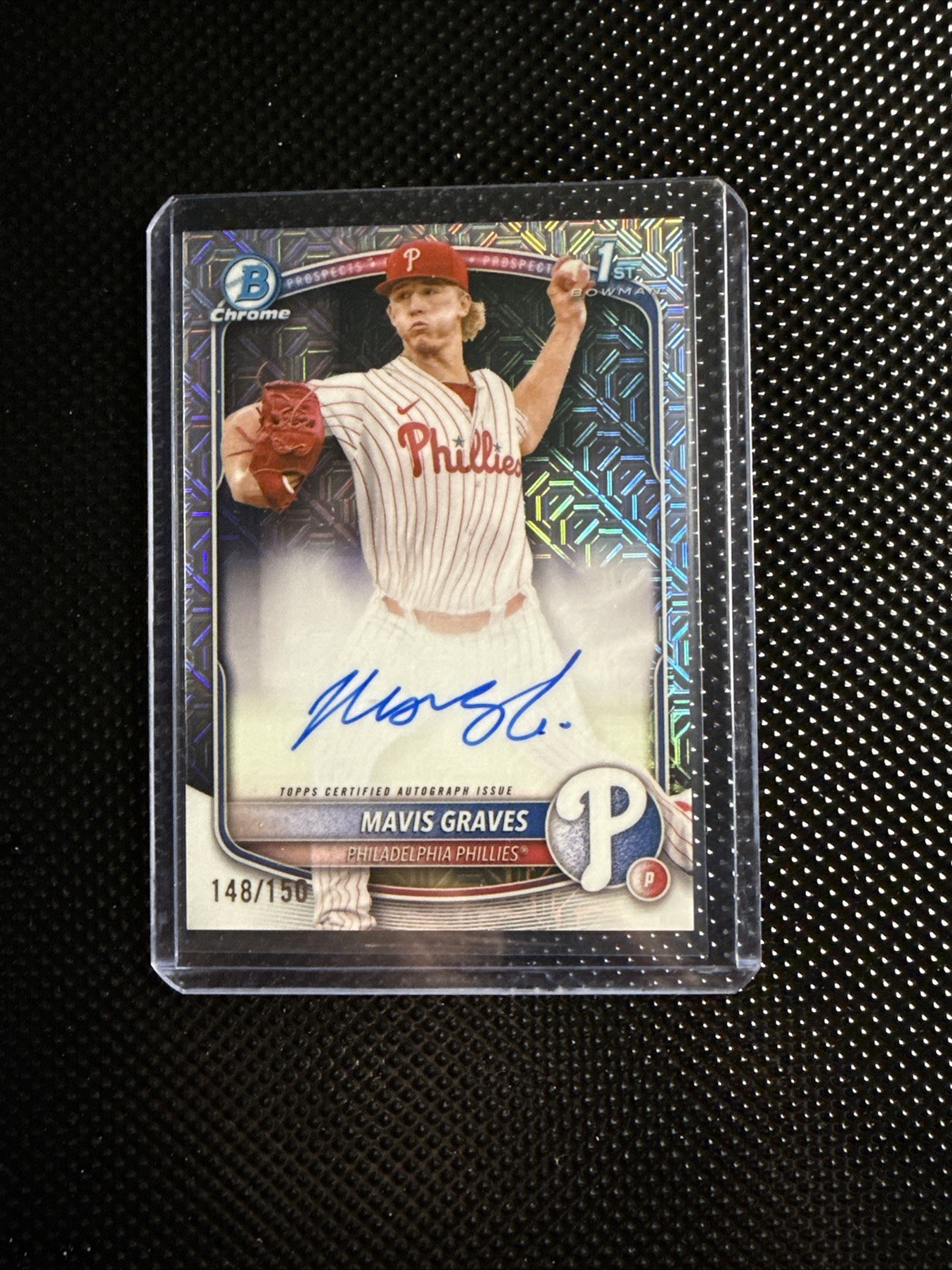 2025 Bowman Chrome Mavis Graves Auto HTA Choice Refractor /150 1st Phillies