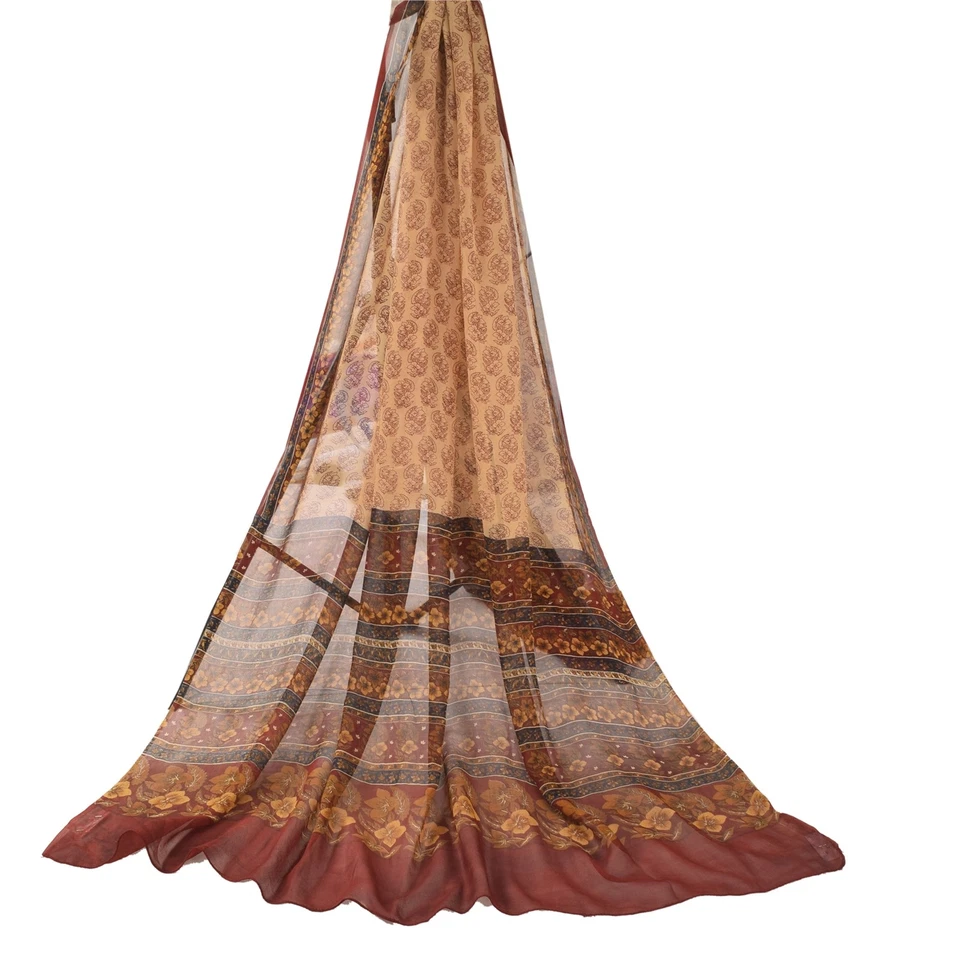 Bufandas envolventes estampadas de seda pura con estola larga Dupatta Sanskriti vintage Foto 2 de 4