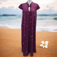 Sears Hawaiian Fashions Womens Muumuu Maxi Dress Sz M Peekaboo Front VTG 60s 70s