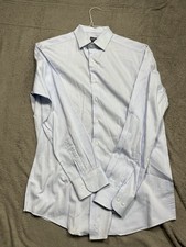 Bar III Dress Shirt Mens Medium 15-15.5 34/35 Light Blue Stretch Slim Fit