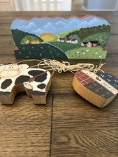 Vintage Country Craft Wood Decor 2 Hand Painted 1980s 1990s Kitchen Cottagecore