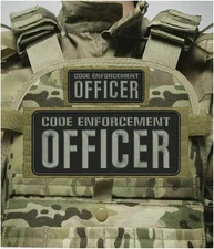 CODE ENFORCEMENT OFFICER  EMB PATCH 4X10 AND 2X5 HOOK ON BACK GRAY ON BLACK