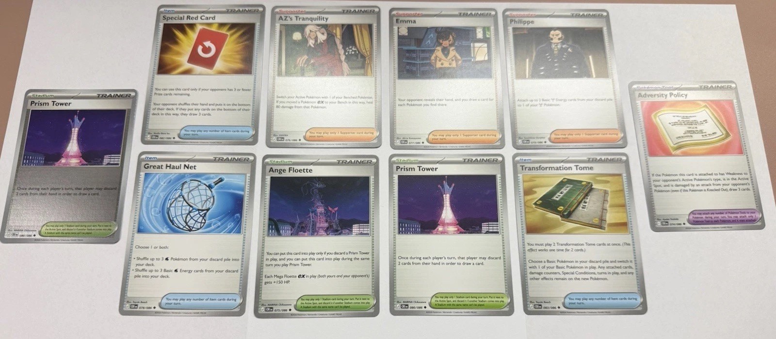 Pokemon Trainer lot Of 10- 9 Base + 1 Reverse Holo - Chaos Rising - NM