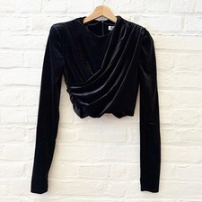 Zara || Velvet Shoulder Pad Top Holiday Blogger Favorite Black Small NWT