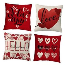 Valentine's Day Throw Pillow Covers Set of 4, 18x18 Inches Love Valentine-1