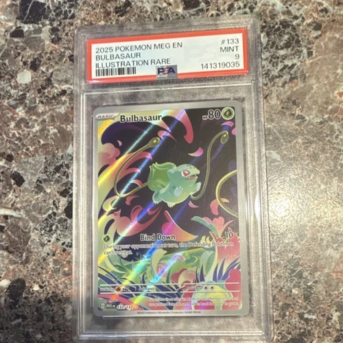 Pokémon 2025 Me01 Mega Evolution Bulbasaur Illustration Rare Holo PSA 9 133/132