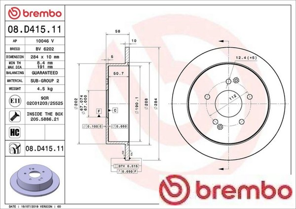 2X Bremsscheibe Brembo 08.D415.11 2 Bremsscheiben Hinterachse Hinten-image