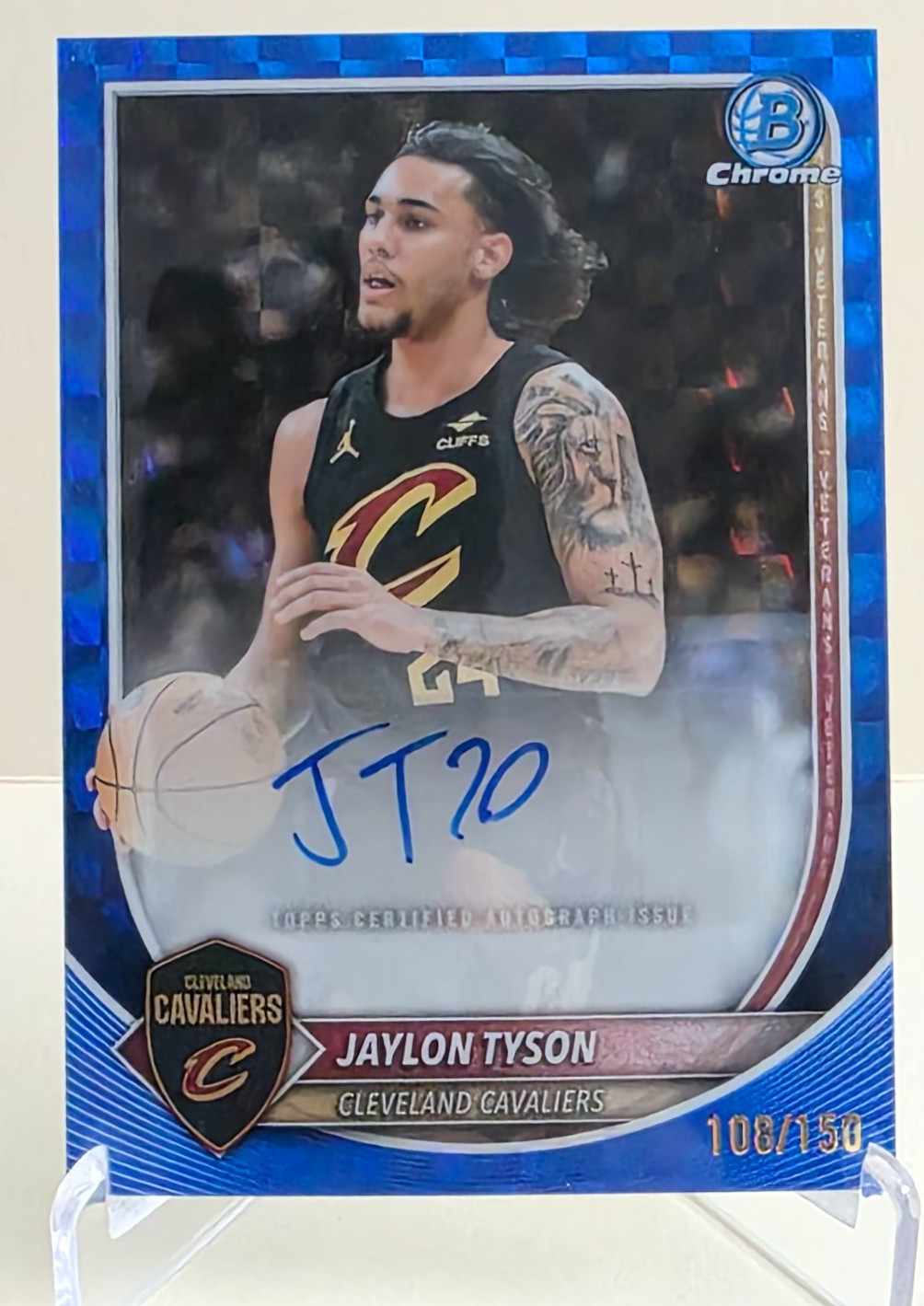 2025-26 BOWMAN CHROME JAYLON TYSON BLUE GEOMETRIC AUTO #BCA-JN Ser #108/150