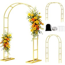 6.6FT Metal Garden Arch Trellis Arbor, Wedding Arch Stand with Steel Frame, M...