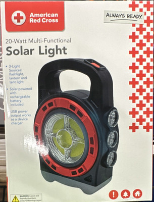 American Red Cross 20-Watt Multi-Functional Solar Rechargeable LED Spotlight