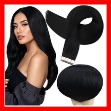Tape in Hair Extensions Human Hair, Jet Black 18 Inch 50G 20Pcs