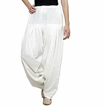 Women Cotton Patiala Women's  Girl Regular Fit Salwar Pants Regular White