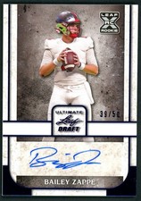 Bailey Zappe 2022 Leaf Ultimate Draft NAVY AUTO BA-BZ1 Football Card RC /50 QB