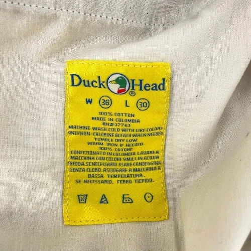 Calça masculina cáqui cabeça de pato 36x30 serve 36x28 plissada algodão chinos calças - Imagem 2 de 4